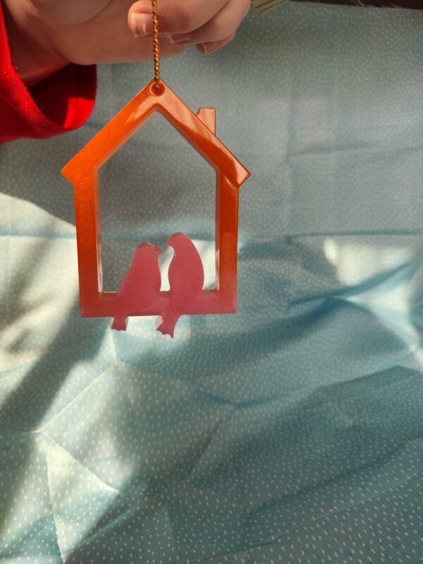 Couple d'oiseaux dans leur maison - Fabrication artisanale unique