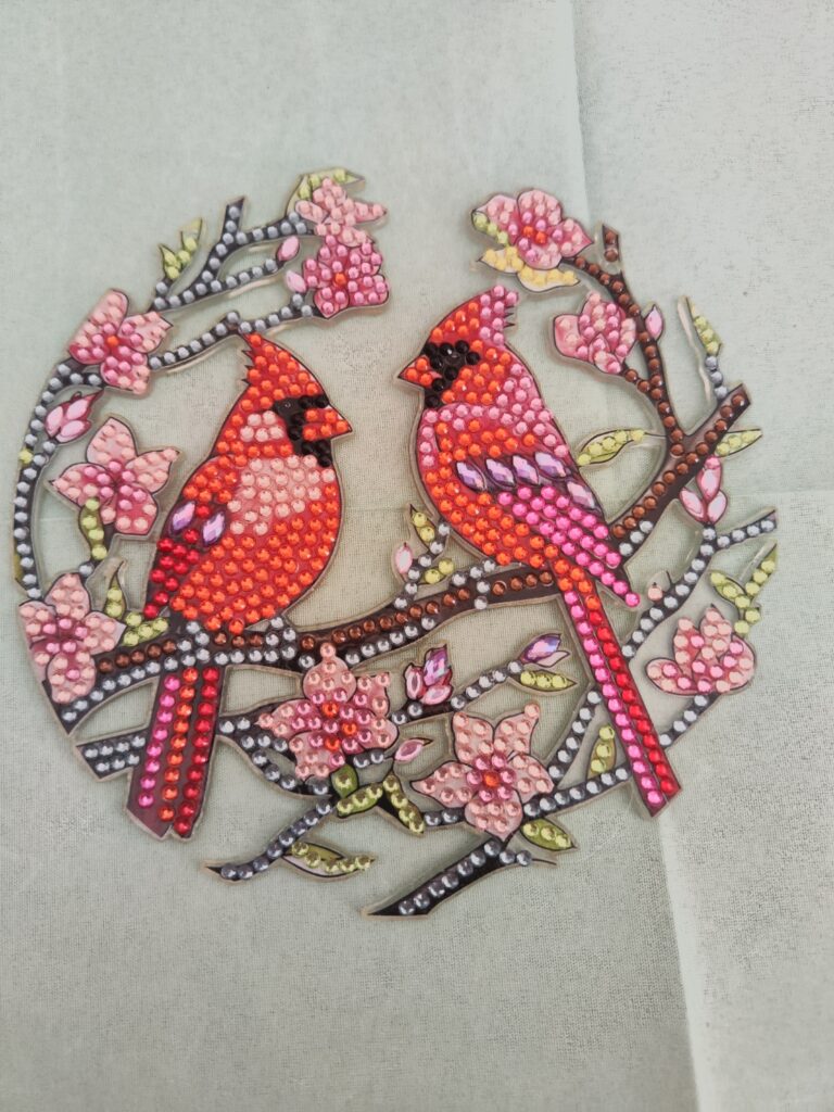 Suspension oiseaux Cardinal diamant painting