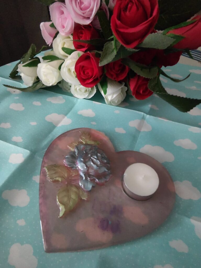 Bougeoir cœur fleuri - Fabrication artisanale unique