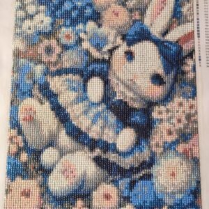 Lapine avec tenue bleue - diamant painting