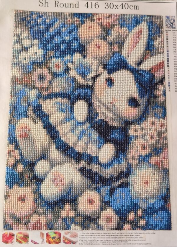 Lapine avec tenue bleue - diamant painting