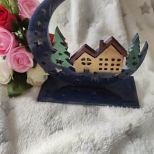 Maison dans la nuit étoilée - Fabrication artisanale unique en résine