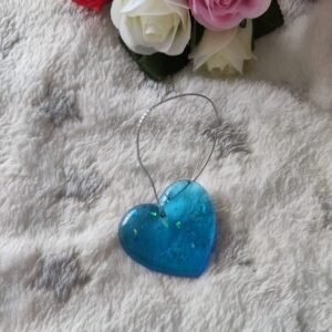 Coeur bleu pour sapin - Fabrication artisanale unique en résine