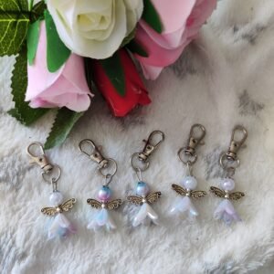Porte clé ange blanc irisé