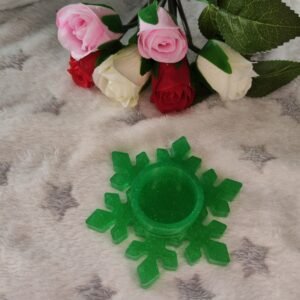 Bougeoir flocon pointu vert pour bougie led - Fabrication artisanale unique en résine epoxy