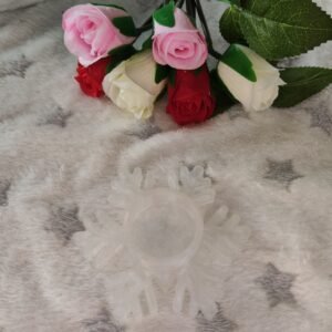 Bougeoir flocon arrondi blanc pour bougie led - Fabrication artisanale unique en résine epoxy