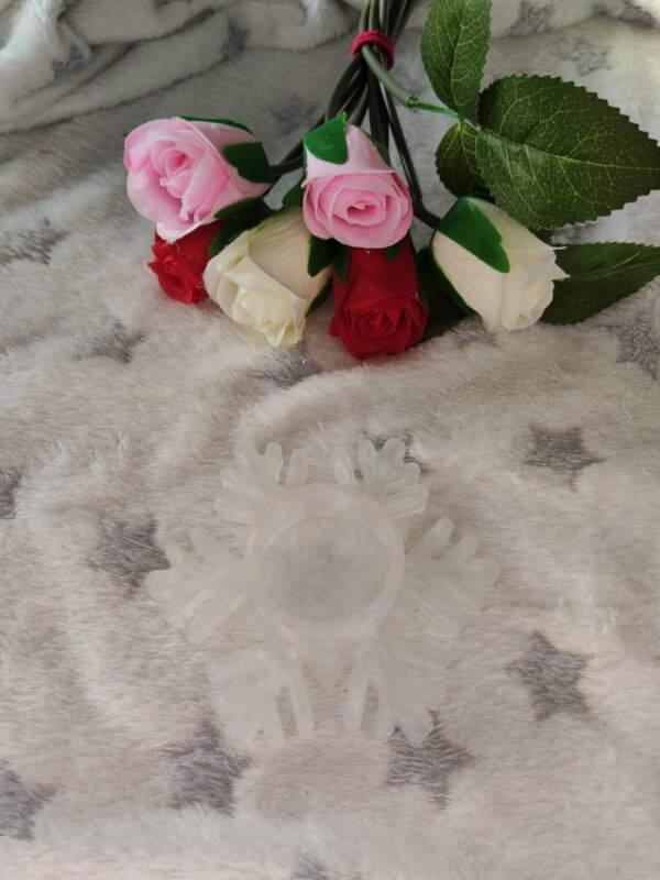 Bougeoir flocon arrondi blanc pour bougie led - Fabrication artisanale unique en résine epoxy