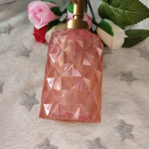 Distibuteur de savon rose à paillettes - Fabrication artisanale unique en résine epoxy