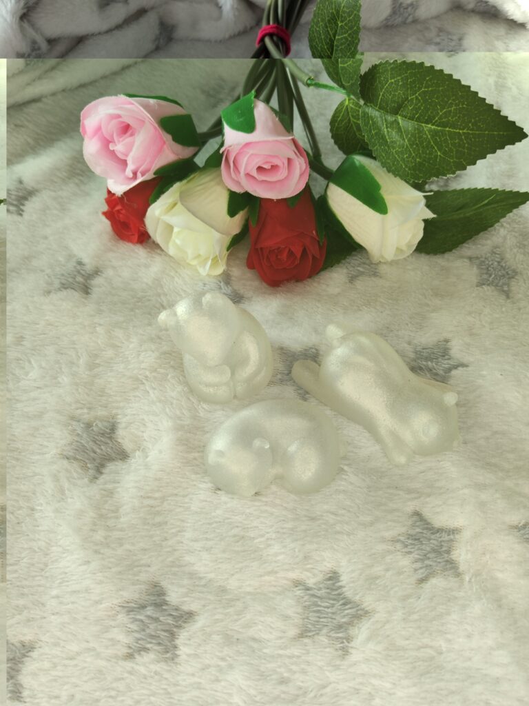 Trio ours blancs - Fabrication artisanale unique en résine epoxy