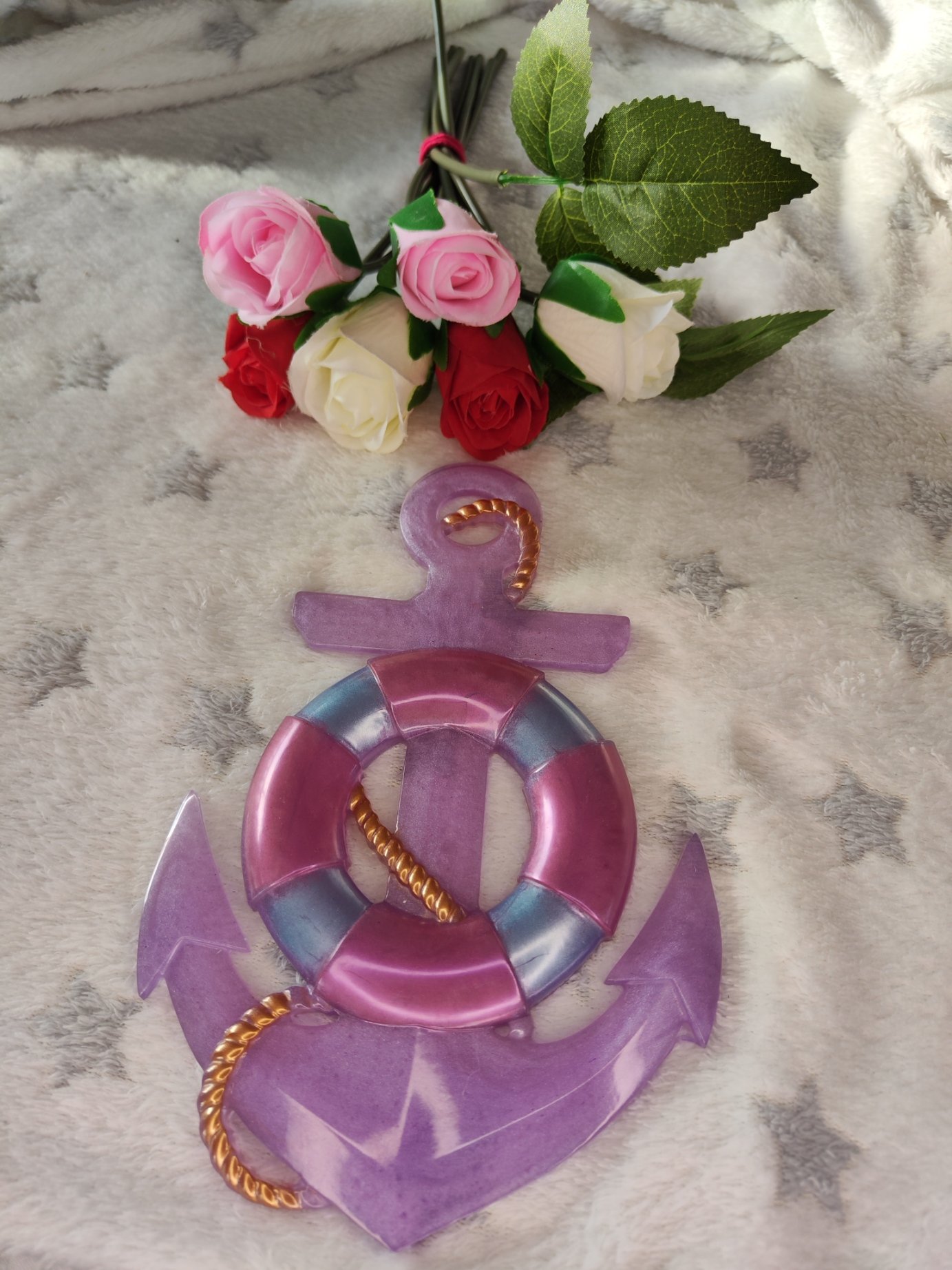 Ancre avec bouée - Fabrication artisanale unique en résine epoxy