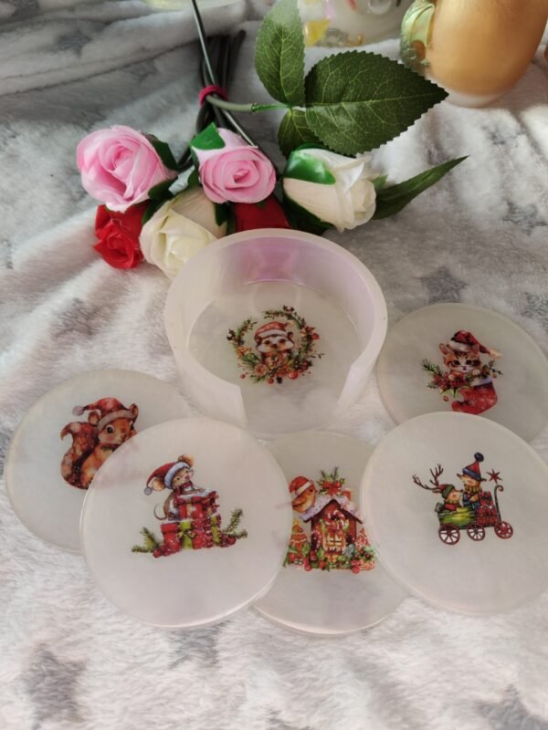 Sous-verres avec support - Fabrication artisanale unique en résine epoxy