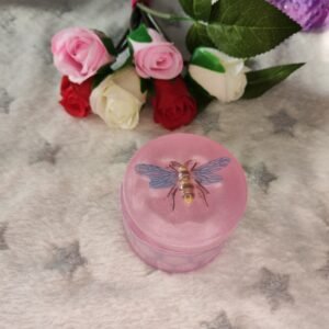 Boite abeille rose avec petit défaut - Fabrication artisanale unique en résine epoxy