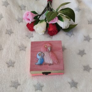 Coffret maman et bébé perroquet - Objet unique