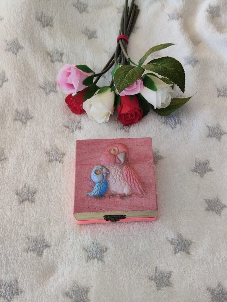 Coffret maman et bébé perroquet - Objet unique